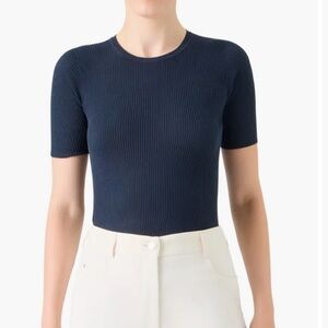 LAFAYETTE 148 Navy Blue Ribbed Women's Top size XS NWOT